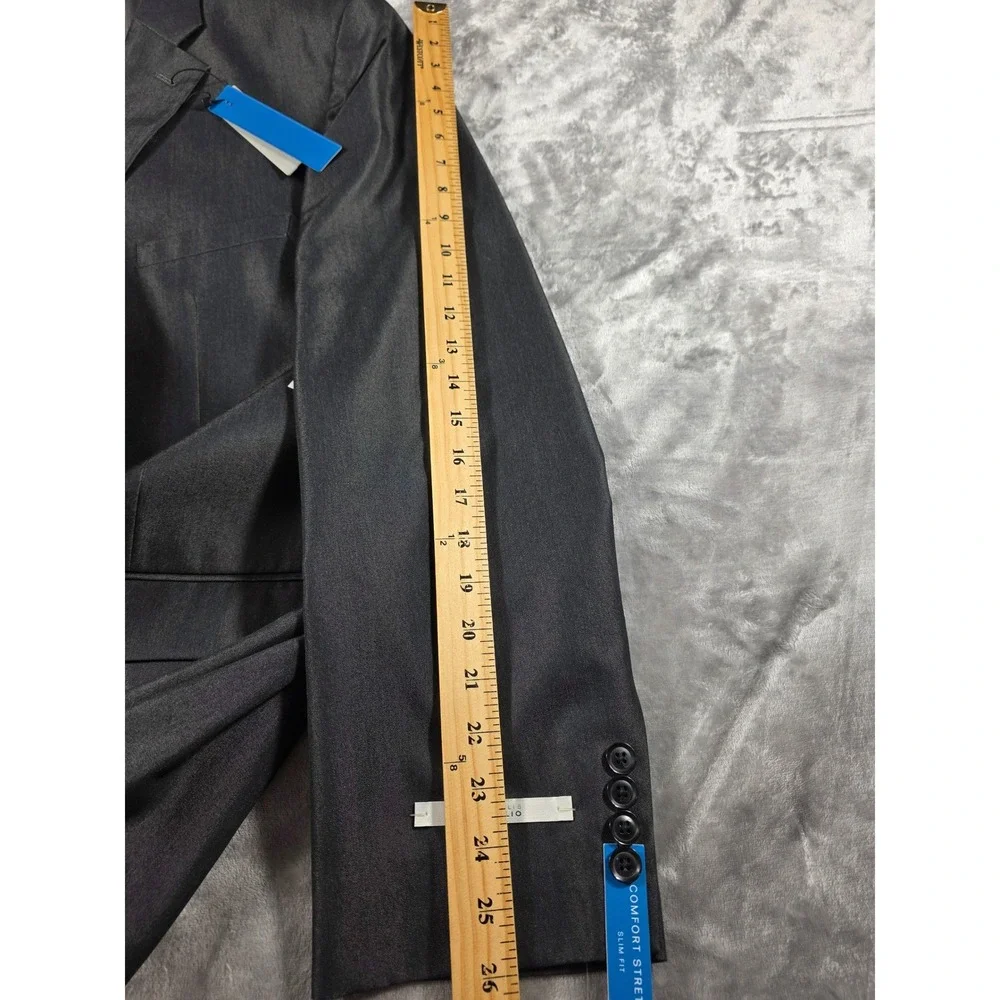Perry Ellis Portfolio Suit Jacket Men 52R Charcoal Grey Slim Fit Comfort Stretch